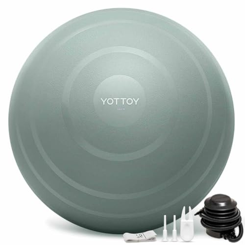 YOTTOY Anti-Burst Exercise Ball for Working Out, Yoga Ball for Pregnancy,Extra Thick Workout Ball for Physical Therapy,Stability Ball for Ball Chair Fitness with Pump