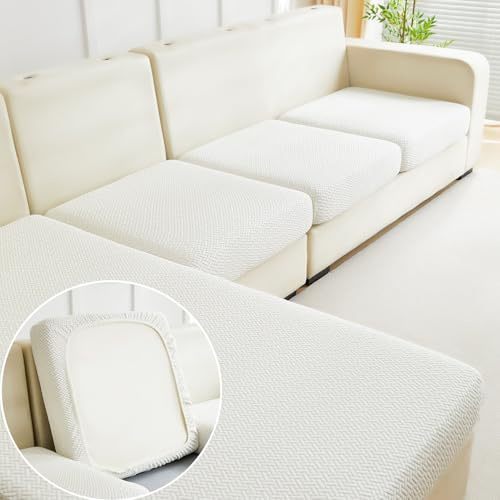 Disayu Sofa Covers Couch Covers for Sofa Pet Friendly Couch Cushion Covers Universal Sofa Covers Washable Stretch Slipcovers for Sectional Sofa (Texture Ivory White,Chaise Cover)