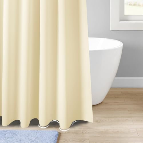 DOPROP Luxury 15G PEVA Shower Curtain Liners Mould Proof Resistant for Bathroom, Heavy Duty Weighted Shower Curtains for Wet Rooms Instead Polyester Curtain BPA&PVC Free No Chemical, Beige,180x180CM