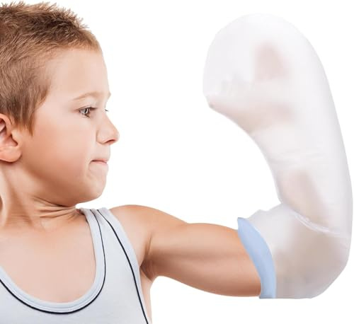 Fasola Protector de Escayola Brazo Niños para Ducharse, Funda Impermeable para Brazo Enyesado Bebe Reutilizable, Protección Escayola Brazo Niño Mantenga Secos el yeso y el Vendaje, XL