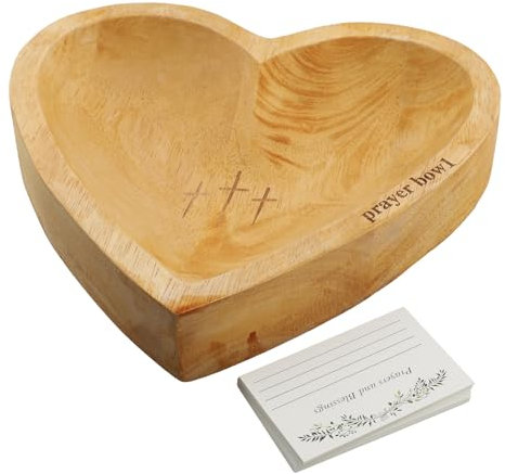 Lnfxkvva Ciotola per preghiera a forma di cuore, ciotola per impasto con 24 biglietti di preghiera, regali cristiani, regali per la congregazione
