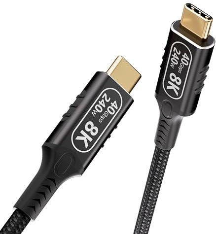 cable usb c vers usb c Compatible avec thunderbolt 4 1m,usb 4 male to male cable 40Gbps Data Transfer der Thunderbolt 3,charge rapide 240W,type c 8K HD vidéo pour Moniteur,Dock,Smartphone,Hub,SSD.