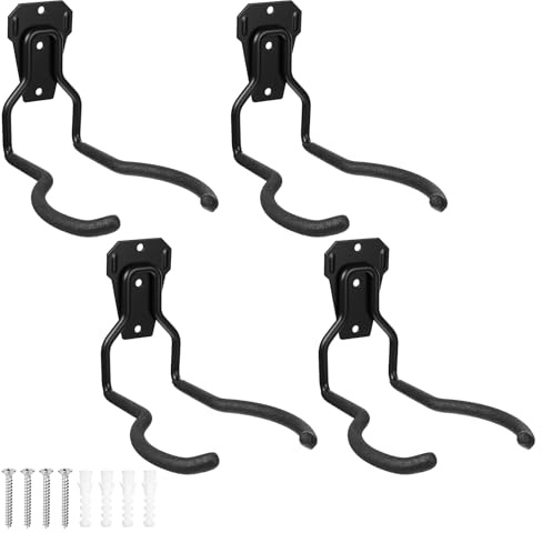MAQUITA Garden Tool Wall Mount Rack, 4-Piece Steel String Trimmer Holder, Garage Storage Hook for Weed Eater, Leaf Blower, Lawn Equipment