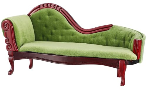 Abaodam 1/12 Scale Dolls House Furniture Miniature Victorian Chaise Lounge Sofa European Style Dollhouse Couch Ornaments for Doll Accessories