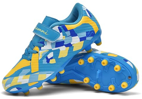 Solamni Fussballschuhe Kinder für Naturrasen, FG Fußballschuhe Jungen Mädchen Outdoor Athletics Professionelle Trainingsschuhe Blau 38