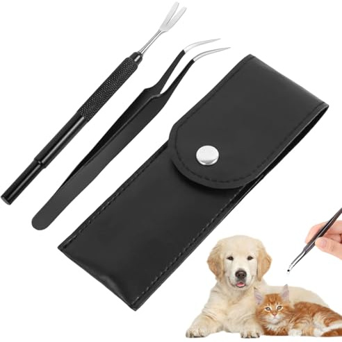 Muorruo Herramienta Premium de Eliminación de Garrapatas de 2 Piezas, Dispositivo de Eliminación de Pulgas y Garrapatas de Acero Inoxidable para Mascotas, Perros, Gatos y Personas, Seguro y Preciso