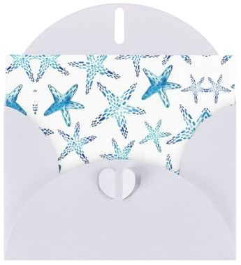 Jolies cartes de vœux avec imprimé étoile de mer, enveloppes incluses - Cartes de vœux vierges pour mariages, événements, anniversaires