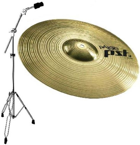 PAISTE PST3 16 inch crash cymbal + boom cymbal stand.