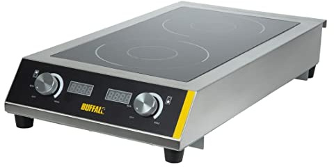 Buffalo Heavy Duty Double Induction Hob 130x360x690mm, Stainless Steel