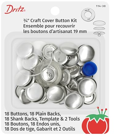 Dritz 114-30 Craft Cover Button Kit with Tools, Size 30 - 3/4-Inch, 18-Sets