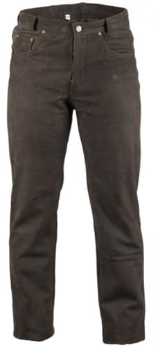 MDM Nubuk läderbyxor i brunt, ridläderbyxor, läderjeans, BRUN, 30
