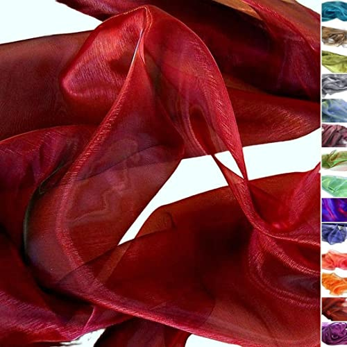 TOLKO 1m Organza Stoffe zum Nähen Meterware | Hauch Zart, Fein, Durchsichtig | zum Dekorieren Basteln 145cm breit | Leichter Glanz Stoff für Gardine Vorhänge Tischdecken Deko Schals (Rot Schwarz)
