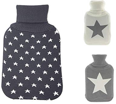 LB H&F Wärmflaschenbezug Stern grau von Lilienburg Modern Design Wärmflaschenhülle (Dunkelgrau - Sterne)