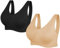 SIMIYA Super Comfort Bra, Womens Sports Bras Removable Pads Plus Size Sleep Bras for Girls in Yoga Bralette Leisure Stretch Crop Tops Vest (L, 2 Pack Black+Beige)