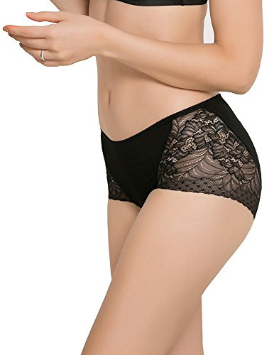 SilRiver sous-vêtements en Dentelle 100% Soie de mûrier pour Femmes – Culotte Confortable à la française, Douce, Respirante et Rapide à sécher (Noir, M)