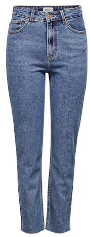 Only Onlemily Hw St Raw Jns Db Mae 0005 Noos, Jeans straight Donna, Blu (Dark Blue Denim Dark Blue Denim), 31W / 30L