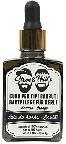 Steve & Phill's Bartöl, 30ml, Orange - 100% natürlich, 100% geil, 0% langweilig - hautfreundlich für alle Hauttypen, mit Latschenkiefer - Qualität Made in Südtirol