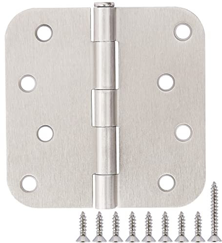 18 Pack 4 Inch Nickel Door Hinges Satin/Brushed Nickel Door Hinges 4 in x 4 Exterior Interior Door Hinge for Stardand Doors Stall,Front,Closet,Silver Residential Hinge Iron Bifold Door Hinge