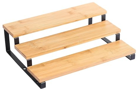 MSV Etagère à épices 3 Niveaux Design Industriel Bambou & Acier Elie Noir Mat