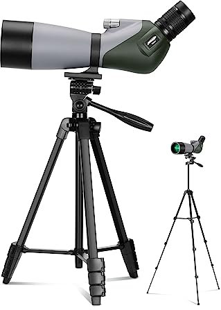 AOMEKIE Spotting Scope 20-60X70 Waterproof with Tripod Cell Phone Adapter and Bag BAK4 Monocular Telescope 45 Degree Angled Spotting Scopes for Bird Watching