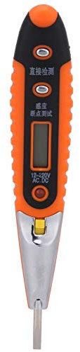 Penna per Tester di Tensione, Penna per Tester di Tensione Digitale 12V-220V Rilevatore di Tensione CC e CA Penna per Tester di Potenza con Elettrosonda a Induzione Intelligente (con spia luminosa)