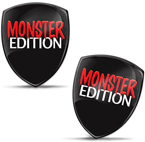 Biomar Labs 2 x 3D Gel Silikon Aufkleber Monster Edition Badge Stickers Autoaufkleber Auto Motorrad Fahrrad Fenster Tür Laptop KS 138