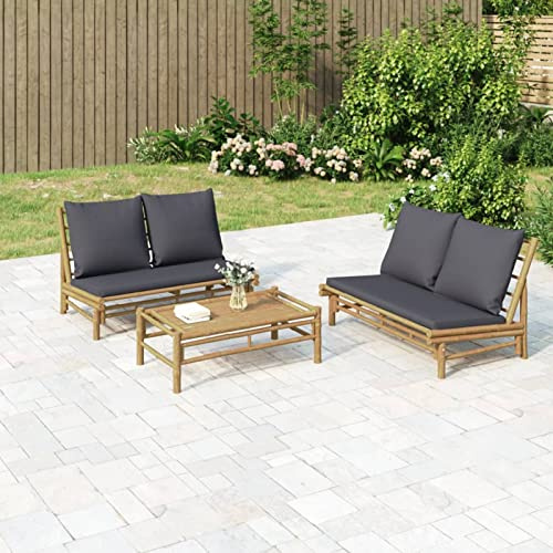 Yolola Salon de jardin en bambou résistant aux intempéries 2 pièces - Salon de jardin en bambou - Meubles d'extérieur - Salon de jardin - Salon de jardin - Ensemble de meubles de jardin en bois avec