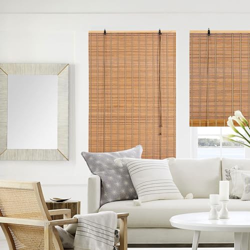 Cy.curtain bright tende a rullo per interni,tenda bamboo,Protezione Solare e della Privacy per Porte e Finestre,tapparella bamboo Opaca (Marrone,120x180CM)