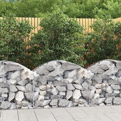 Gabion pour Pierre, Panier à Pierre Panier de Gabion Cage à Pierre Panier de gabions arqué 100x50x60/80 cm Fer galvanisé