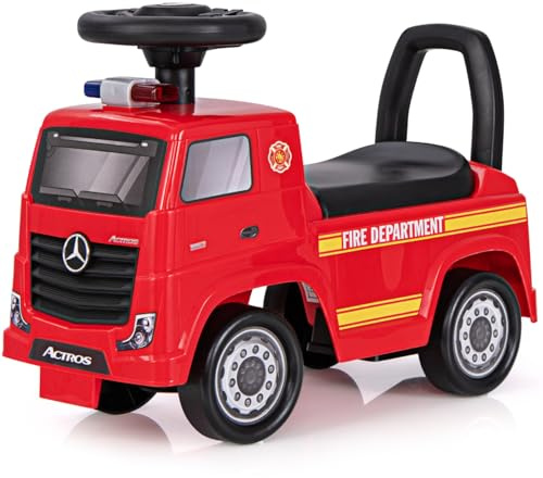 GYMAX Toddlers Ride On Car, Licensed Mercedes Benz Push Along Car with Under Seat Storage, Music & Horn, Kids Sit On Fire Truck for Indoor Outdoor
