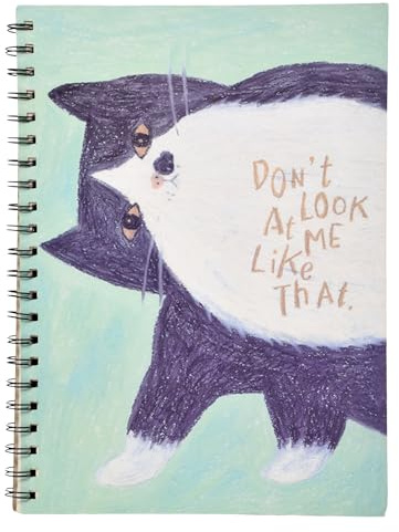 Elezeal spiralbunden anteckningsbok med söt kattdesign, A4 skissbok anteckningsbok med kattskydd skissblock ritpapper – 40 ark, 20,8 x 28,4 cm, papper av högsta kvalitet för skola, kontor