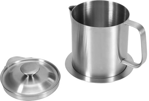 Barattolo con Filtro per Olio in Acciaio Inossidabile, Dispenser per Olio con Filtro Rimovibile, Barattolo per la Conservazione del Grasso con Separatore D'olio per la Cucina