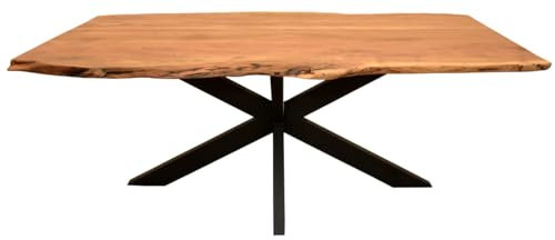 MR. DEKO Baumkantentisch Catania 200x100x76cm (LxBxH) | für 6-8 Personen | Esstisch Akazienholz Tischplatte | großer Esszimmertisch | Diningtable