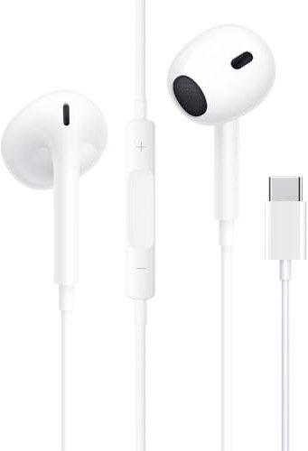 Cuffie USB C, Auricolari Type C in-Ear con Microfono,Controllo del Volume e Suono Puro,Compatibile con iPhone 16/16 Pro Max/15/15 Plus/15 Pro Max/Samsung S20/Huawei/Xiaomi/Google/Pixel