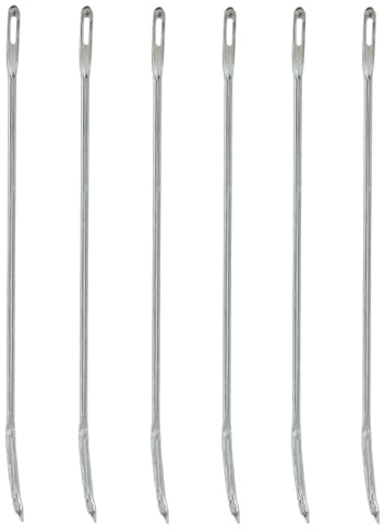 Verkelly 6 Pcs 7 Inch Meat Trussing Needles, Roasting Trussing Needles Cooking Needles Hand Sewing Needles Upholstery Needle(Stright Needles)