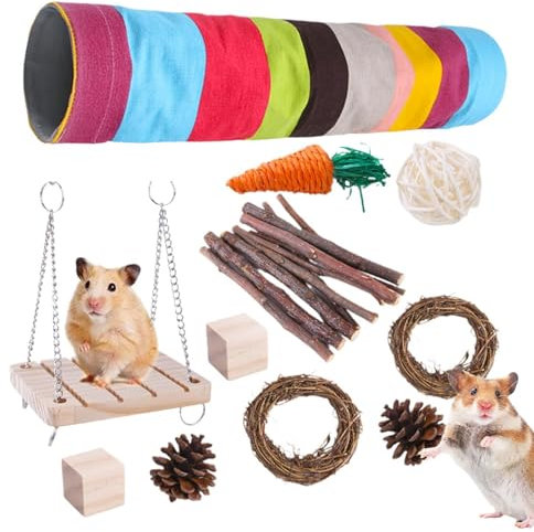 Kaninchen-Kauspielzeug, Hamsterholzstäbchen Meerschweinchen-Kauspielzeug, Kleintier-Tunnel, Zahnpflege, Molarenspielzeug, -Langeweile, natürliches Kaninchenspielzeug zum Verstecken von