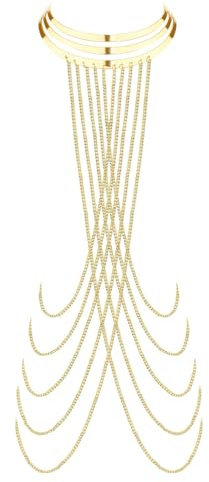 QEXUJOW Cadenas de cuerpo,Joyas para el cuerpo y el vientre Joyas para el cuerpo del bikini Cadenas para sujetadores Cadenas de pecho largas multicapa para mujer