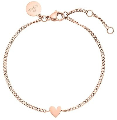 Purelei Tiny Heart armband – fint armband med hjärthänge | rostfritt stål 18K guldpläterad, silver, roséguld | justerbar längd