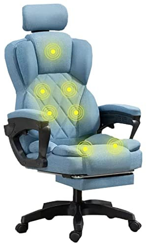 Ergonomisk massage uppvärmd verkställande skrivbordsstol med fotstöd svängbar uppgift kontorsstol med ländryggskudde för ultimat komfort och stöd elektrisk uppvärmning justerbara massagelägen bekvämt