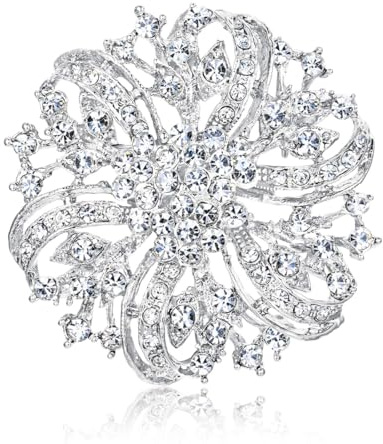 DIFLAX Alfileres de Diamantes de Imitación para Niñas, Broche para Mujer Cristal, Corona de Cristal Plateado para Novia, Estilo Vintage, Adorno para Boda, para Señoras