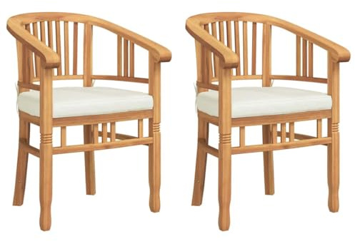 vidaXL Silla 2 pcs Marrón 63 x 58 x 89 cm Madera de Teca Maciza, Sillón de Teca Duradero para jardín y terraza, Mueble Funcional para Disfrutar al Aire Libre