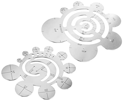 FEETER Lot de 2 outils de coupe ronds pour cuir Règle de coupe d'angle en métal Règle Cercle Poinçon Cuir Modèles