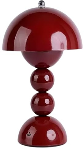 Generico Lampada da tavolo ricaricabile, 3 temperature di colore e controllo touch, lampada LED senza fili alimentata a batteria per interni ed esterni, per casa, ufficio, comodino (Rosso scuro)