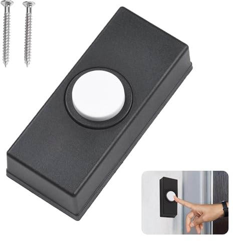 Botón de timbre con cable, botón universal negro con cable con 2 tornillos, montado en la pared, botón de plástico resistente a la intemperie, se adapta a la mayoría de campanillas de puerta para el