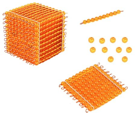 LLTCMYGS Set di Perline d'oro Montessori per la Matematica, Giocattoli Educativi per Il Conteggio Precoce,Model d