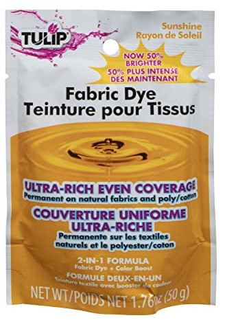 Tulip Permanent Fabric Dye Powder, Hot Dye Method for Vibrancy, Long-Lasting Color, Sunshine Yellow