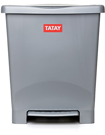 TATAY Pattumiera Cucina con Pedale Millenium 21L | Finitura Opaca | Interno ed Esterno | Per Sacchetti da 20L a 30L | Plastica Resistente Senza BPA | 33,5x30x39 cm, Grigio