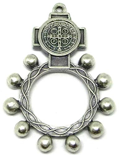 GTBITALY 90.124.30 001CRO Rosario de dedo oración docena Cruz medalla de San Benito Plata