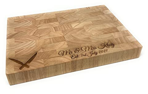 Personalised Extra Thick End Grain Heveawood Chopping Board