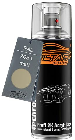 TRISTARcolor RAL 7034 Gelbgrau matt 2K Acryl Spraydose Sprühdose Spritzlack Sprühlack 400 ml schnelltrocknend